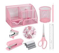 INF Ensemble de Bureau Rose - Agrafeuse, Dégrafeuse, Distributeur, Accessoires