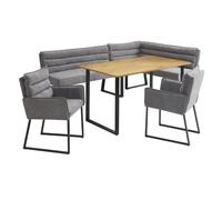 Ensemble d'angle avec banc,Comprend un banc d'angle,2 chaises et 1 table,Revêtement en tissu chenille,gris et bois