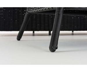 Ensemble d'angle en polyrotin CLP Sierra, rotin rond noir, couleur du rembourrage : gris fer