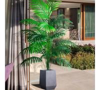 Ensemble d'arbre de palmier artificiel 3-en-1 ultra-réaliste avec Monstera et Oiseau de Paradis - Plantes de palmier Areca faux de 90-120 cm de haut, décoration tropicale en plastique d'intérieur/exté