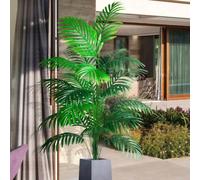 Ensemble d'arbres de palmier artificiels ultra-réalistes 3-en-1 avec Monstera et Oiseau de Paradis - Palmier Areca artificiel de 90-120cm de haut, décoration tropicale en plastique intérieur/extérieur