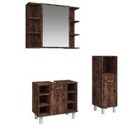 Ensemble d'armoires de salle de bain 3 pcs chêne fumé