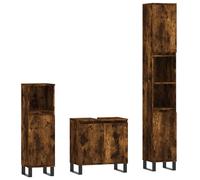 Ensemble d'armoires de salle de bain 3 pcs chêne fumé