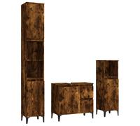 Ensemble d'armoires de salle de bain 3 pcs chêne fumé