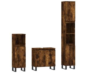 Ensemble d'armoires de salle de bain 3 pcs chêne fumé