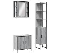 Ensemble d'armoires de salle de bain 3 pcs sonoma gris