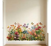 Ensemble d'autocollants décoratifs de fleurs sauvages colorées et de papillons, décalcomanies murales imperméables et auto-adhésives pour la salle de bain, la décoration de la maison, la chambre d'enf