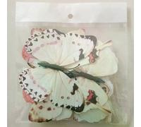 Ensemble d'autocollants muraux 3D, 12 pièces, fleurs de pêche, papillon blanc