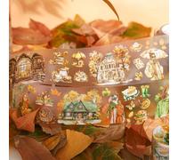 Ensemble d'autocollants pour scrapbooking, 3 rouleaux de ruban adhésif PET sur le thème de l'automne, accessoires esthétiques pour scrapbooking, ruban adhésif Washi pour journaling(Moonlight)