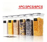 Ensemble de 1/3/6 pièces de contenants de stockage hermétiques avec couvercles, 2,5L, avec étiquettes et marqueurs, convient pour stocker la farine, le sucre, les pâtes et les produits secs dans les a