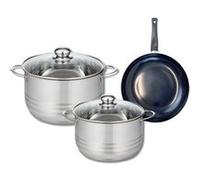 Ensemble de 1 Poêle de cuisson 20 cm et 2 faitouts 20 et 24 cm Elo Prima Brillant