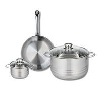 ELO 9866750 Batterie de cuisine 3 pièces, Ensemble de 1 Poêle de cuisson 24 cm et 2 faitouts 12 et 24 cm Elo Profi Brillant, inox, induction