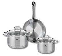 Ensemble de 1 Poêle de cuisson 24 cm et 2 faitouts 16 et 20 cm Elo Profi Citrin