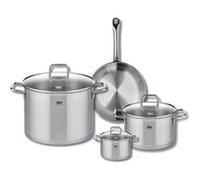 ELO 9694250 Batterie de cuisine 4 pièces, Ensemble de 1 Poêle de cuisson 24 cm et 3 faitouts 12, 20 et 26 cm Elo Profi Citrin, inox, induction