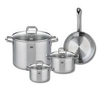 ELO 9694450 Batterie de cuisine 4 pièces, Ensemble de 1 Poêle de cuisson 24 cm et 3 faitouts 14, 16 et 26 cm Elo Profi Citrin, inox, induction, Gris