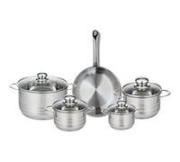 ELO 9868450 Batterie de cuisine 5 pièces, Ensemble de 1 Poêle de cuisson 24 cm et 4 faitouts 12, 14, 16 et 20 cm Elo Profi Brillant, inox, induction