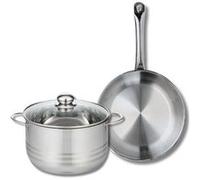 Ensemble de 1 Poêle de cuisson 28 cm et 1 faitout 24 cm Elo Profi Brillant Inox