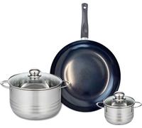 Ensemble de 1 Poêle de cuisson 28 cm et 2 faitouts 12 et 20 cm Elo Prima Brillant