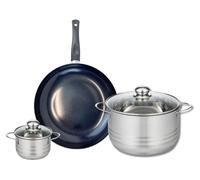 Ensemble de 1 Poêle de cuisson 28 cm et 2 faitouts 12 et 24 cm Elo Prima Brillant