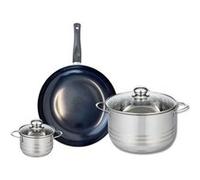 Ensemble de 1 Poêle de cuisson 28 cm et 2 faitouts 12 et 24 cm Elo Prima Brillant