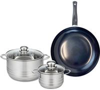 Ensemble de 1 Poêle de cuisson 28 cm et 2 faitouts 14 et 20 cm Elo Prima Brillant