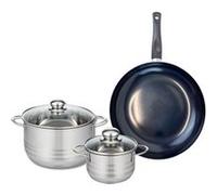 Ensemble de 1 Poêle de cuisson 28 cm et 2 faitouts 14 et 20 cm Elo Prima Brillant