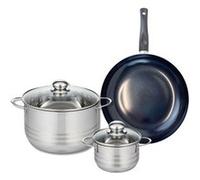 Ensemble de 1 Poêle de cuisson 28 cm et 2 faitouts 14 et 24 cm Elo Prima Brillant