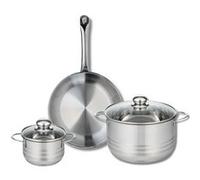ELO 9870150 Batterie de cuisine 3 pièces, Ensemble de 1 Poêle de cuisson 28 cm et 2 faitouts 14 et 24 cm Elo Profi Brillant, inox, induction