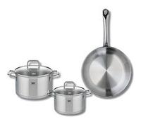 Ensemble de 1 Poêle de cuisson 28 cm et 2 faitouts 16 et 20 cm Elo Profi Citrin Inox