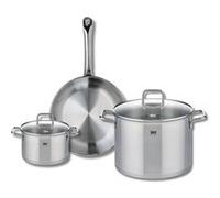 Ensemble de 1 Poêle de cuisson 28 cm et 2 faitouts 16 et 26 cm Elo Profi Citrin Inox