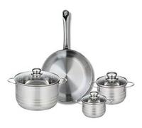 ELO 9870650 Batterie de cuisine 4 pièces, Ensemble de 1 Poêle de cuisson 28 cm et 3 faitouts 12, 14 et 20 cm Elo Profi Brillant, inox, induction