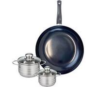 Ensemble de 1 Poêle de cuisson 32 cm et 2 faitouts 12 et 14 cm Elo Prima Brillant