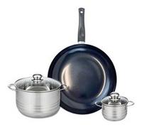 Ensemble de 1 Poêle de cuisson 32 cm et 2 faitouts 12 et 20 cm Elo Prima Brillant