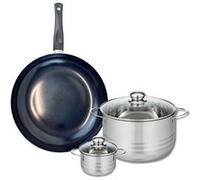 Ensemble de 1 Poêle de cuisson 32 cm et 2 faitouts 12 et 24 cm Elo Prima Brillant