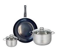 Ensemble de 1 Poêle de cuisson 32 cm et 2 faitouts 14 et 24 cm Elo Prima Brillant Noir