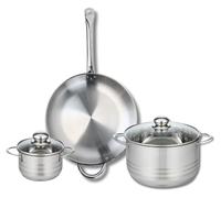Ensemble de 1 Poêle de cuisson 32 cm et 2 faitouts 14 et 24 cm Elo Profi Brillant