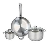 Ensemble de 1 Poêle de cuisson 32 cm et 2 faitouts 14 et 24 cm Elo Profi Brillant Gris