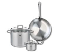 Ensemble de 1 Poêle de cuisson 32 cm et 2 faitouts 14 et 26 cm Elo Profi Citrin