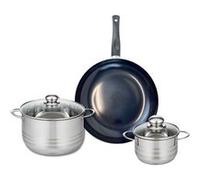 Ensemble de 1 Poêle de cuisson 32 cm et 2 faitouts 16 et 24 cm Elo Prima Brillant