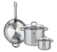 Ensemble de 1 Poêle de cuisson 32 cm et 2 faitouts 16 et 26 cm Elo Profi Citrin