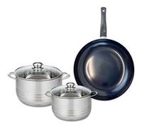 Ensemble de 1 Poêle de cuisson 32 cm et 2 faitouts 20 et 24 cm Elo Prima Brillant