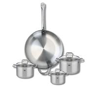 Ensemble de 1 Poêle de cuisson 32 cm et 3 faitouts 12, 14 et 16 cm Elo Profi Citrin