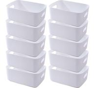 Ensemble de 10 boîtes de rangement en plastique avec poignées, disponibles en 3 tailles, empilables, et multifonctionnelles, idéales pour la salle de bain, la cuisine et le bureau