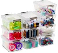 Ensemble de 10 boîtes de rangement Ibenzoa® – boîtes en plastique transparentes empilables, avec fermeture à clip et poignées antidérapantes, capacité de 1,25 L (17,7 x 13 x 8,2 cm), en polypropylène