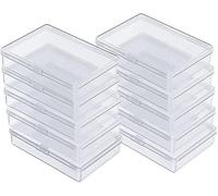 Ensemble de 10 boîtes de rangement transparentes et compactes Unyqoos®, avec couvercle en plastique résistant, idéales pour les petits objets, les bijoux et les fournitures de bureau