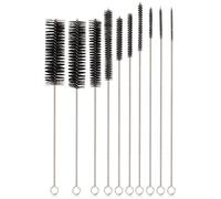 Ensemble de 10 brosses de nettoyage flexibles Unyqoos® pour bouteilles et pailles – en nylon, avec protections anti-rayures et anneau tachable