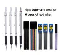 Ensemble de 10 crayons mécaniques avec mines de 0,5/0,7/0,9/2,0 mm de couleur, convient pour le dessin, l'écriture, la conception, la papeterie scolaire et de bureau, mine HB, mine de couleur, convien
