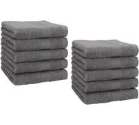 Ensemble de 10 gants de toilette de luxe Unyqoos®, 100% coton, 30x30 cm, en tissu éponge, avec double couture et boucle de suspension, dans des couleurs neutres