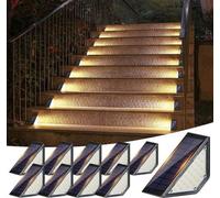 Ensemble de 10 lampes solaires d'extérieur – Système d'éclairage LED économe en énergie pour l'extérieur, balcon, barrières de sécurité et escaliers – Étanches IP65 – Lampes LED solaires pour l'extéri