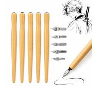 Ensemble de 10 plumes de calligraphie, comprenant 5 plumes pour stylo plume et un porte-stylo